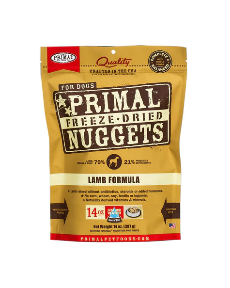 Primal Freeze Dried Lamb Dog Food - 5oz Complete Diet Made In USA, Grain Free