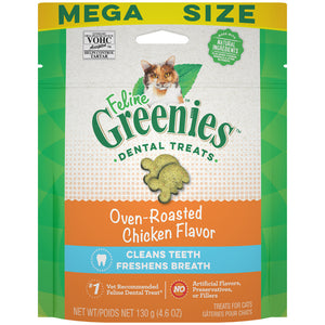 Feline Greenies Adult Natural Dental Care Oven Roasted Chicken Flavor Cat Treats