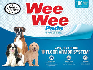 Four Paws Wee-Wee Puppy Dog Housebreaking Pads 100 Pack