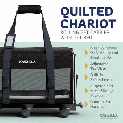 Katziela Rolling Pet Carrier Airline Approved - Pet Carrier with